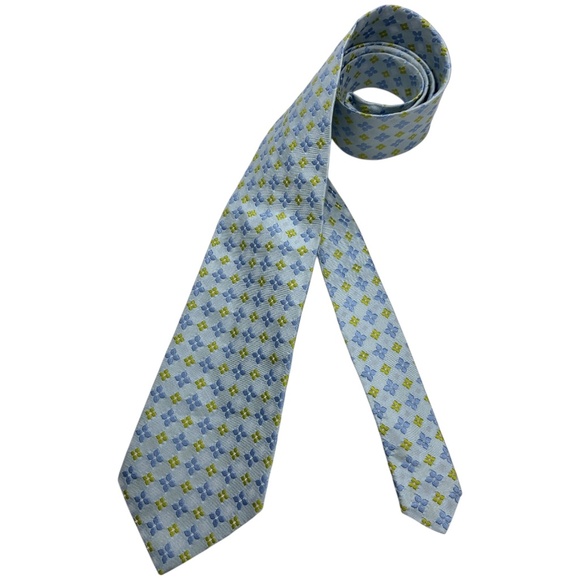 HUGO BOSS Blue Geometric Silk LUXURY Tie ITALY - Picture 1 of 4